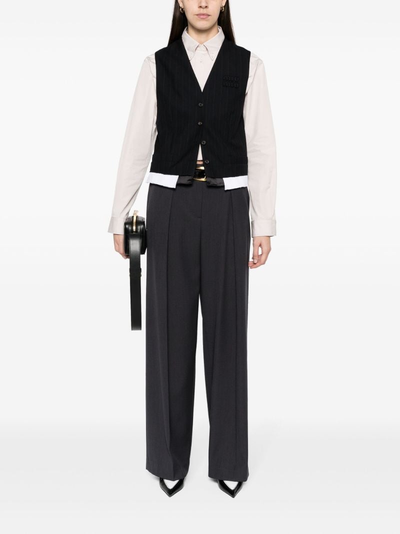 Black Logo-appliquÃ_x0083_Â© Pinstripe Vest