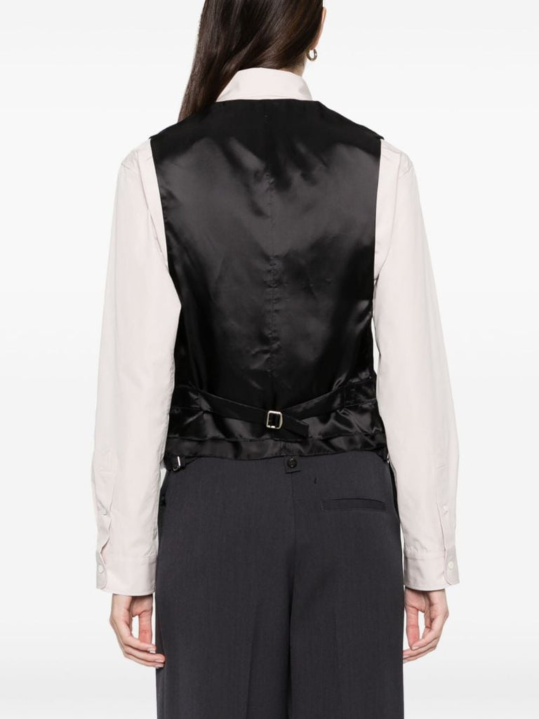 Black Logo-appliquÃ_x0083_Â© Pinstripe Vest