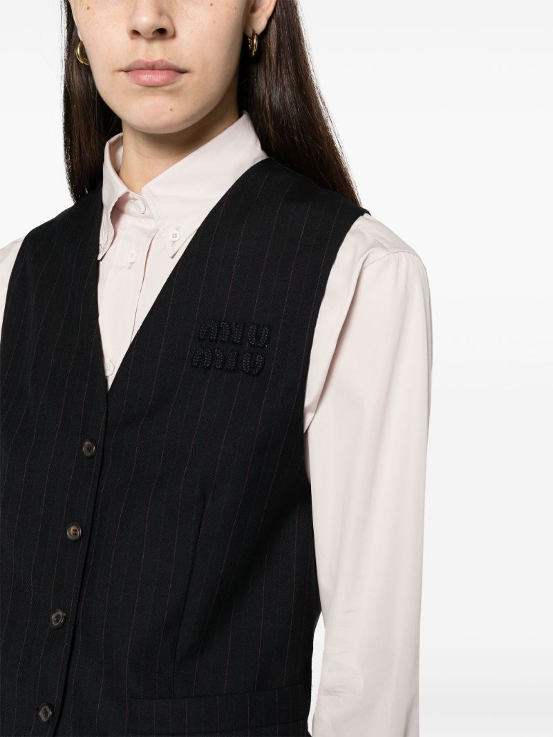 Black Logo-appliquÃ_x0083_Â© Pinstripe Vest