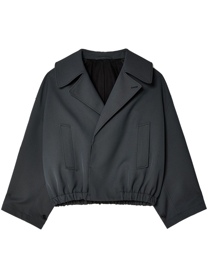 Grey Cropped Trench Cotton Jacket