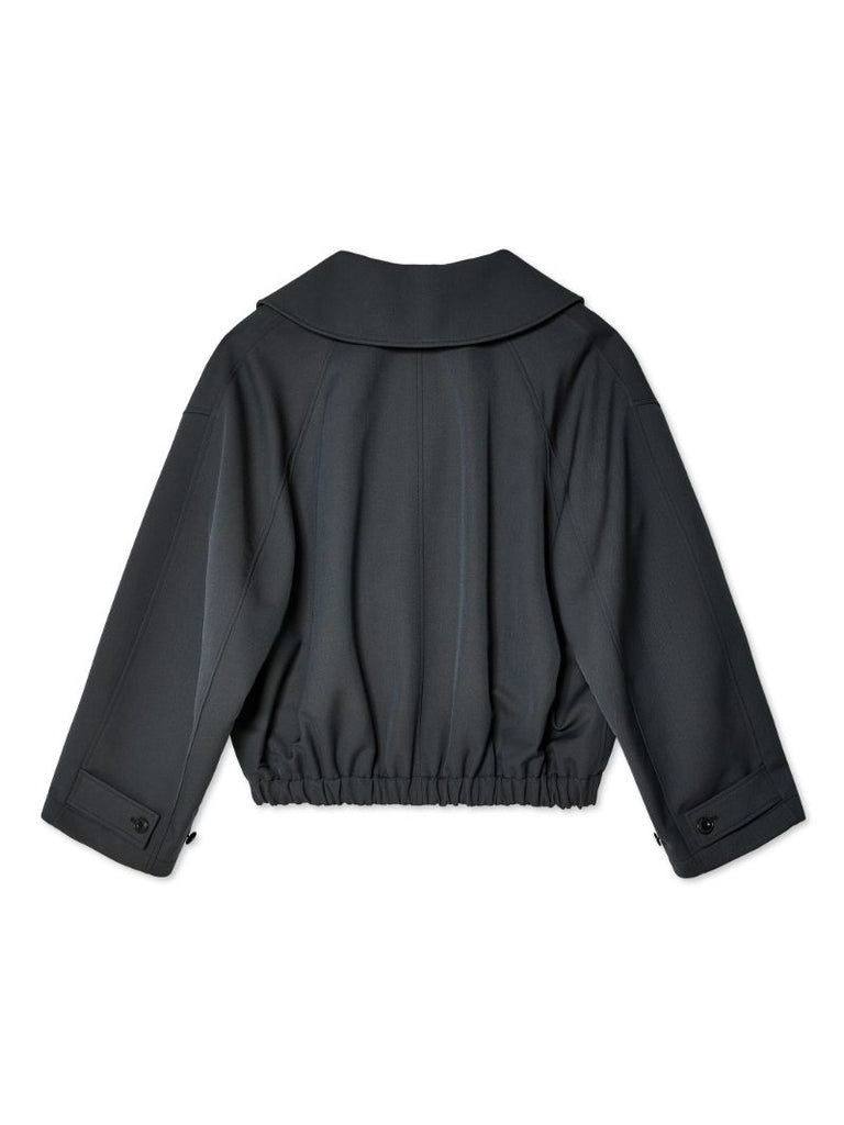Grey Cropped Trench Cotton Jacket