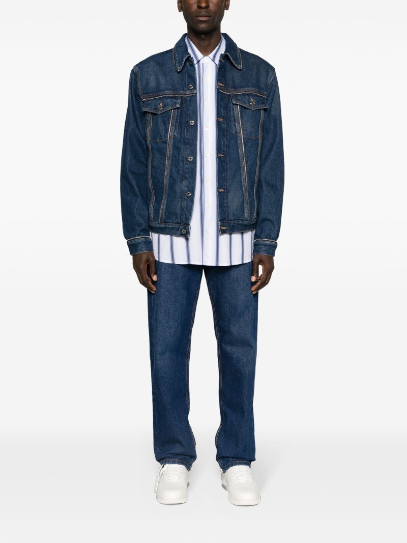 Blue Zip-embellished Denim Jacket