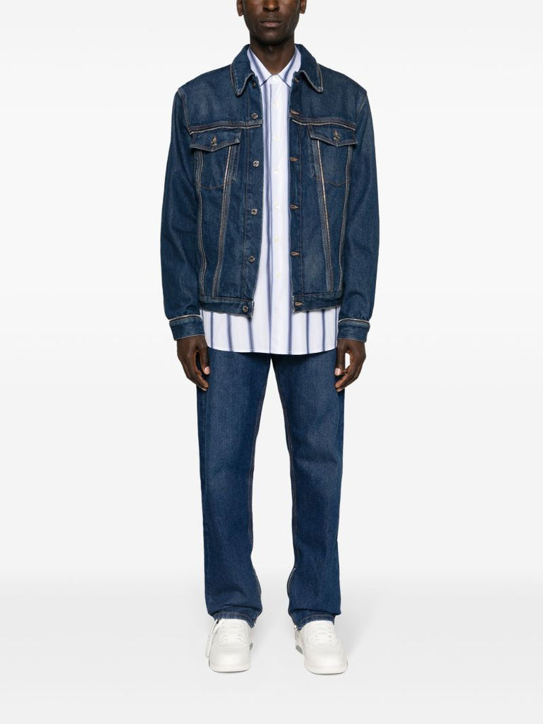 Blue Zip-embellished Denim Jacket