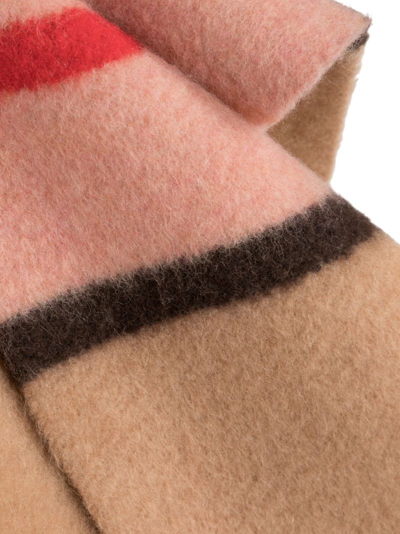 Brown Striped Fringed Scarf