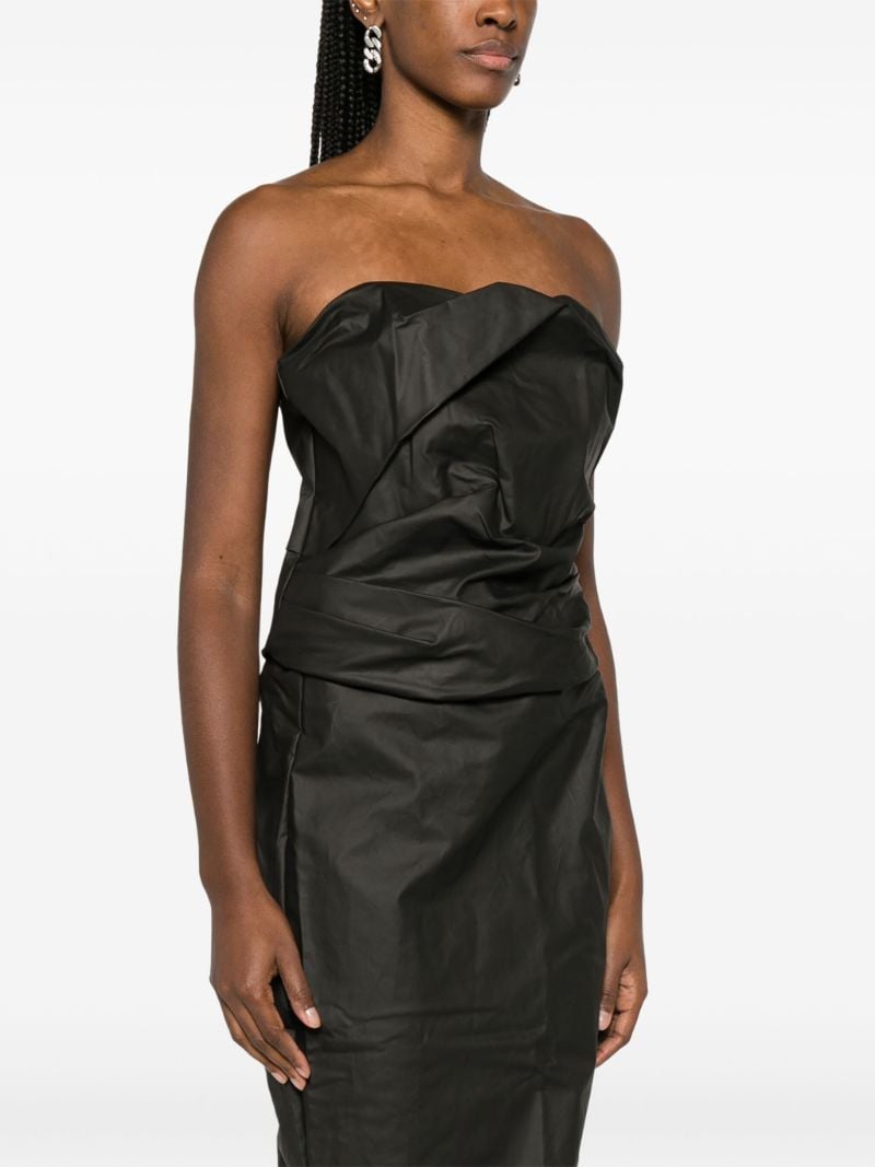 Black Ruched Strapless Blouse