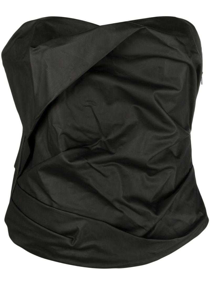 Black Ruched Strapless Blouse