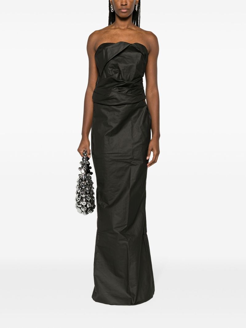 Black Ruched Strapless Blouse