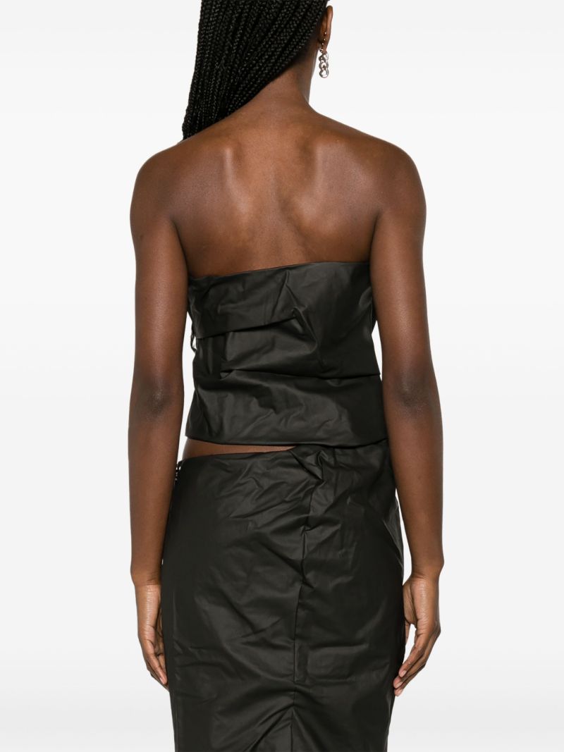 Black Ruched Strapless Blouse