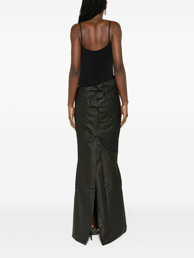 Black Asymmetric Cotton Maxi Skirt