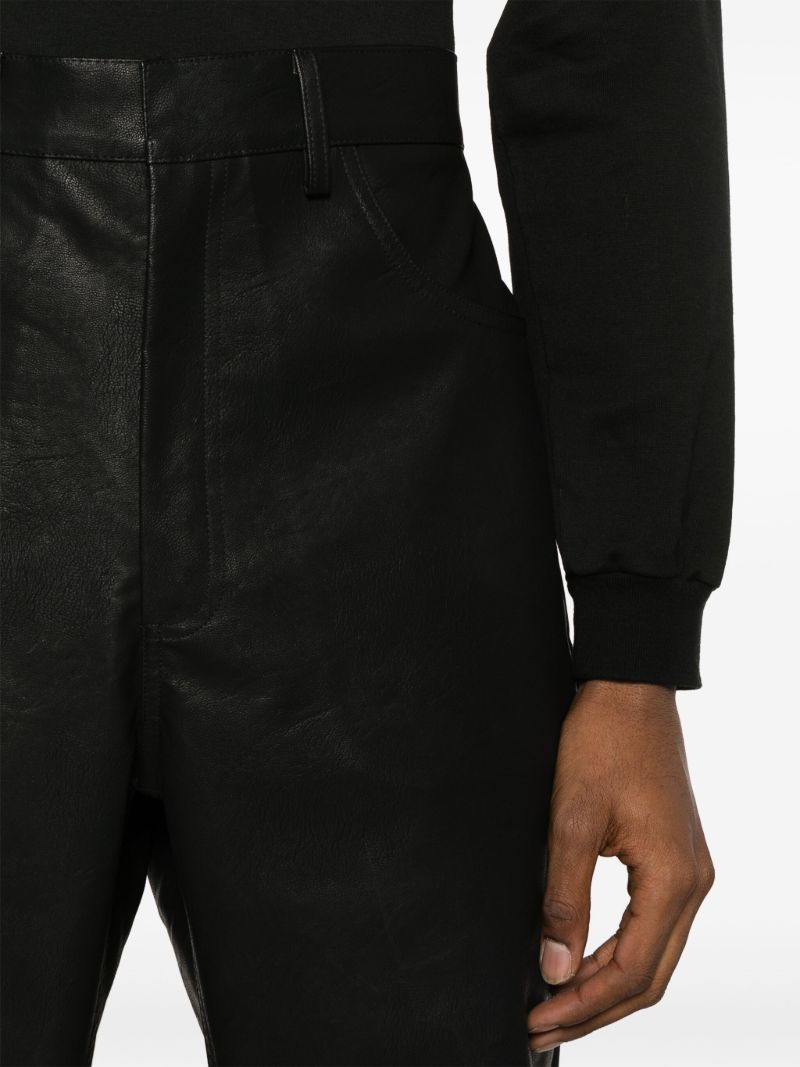 Black Wet Faux-leather Straight Trousers