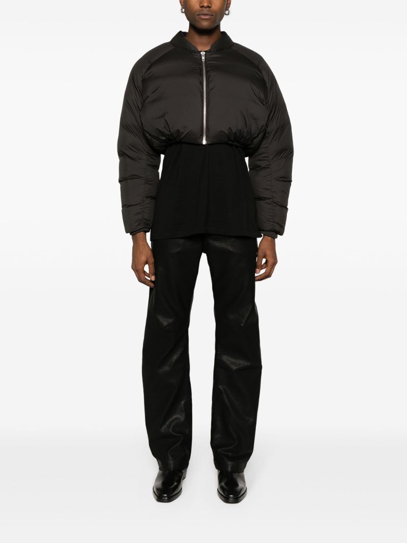 Black Wet Faux-leather Straight Trousers