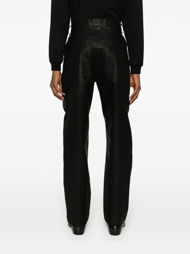 Black Wet Faux-leather Straight Trousers
