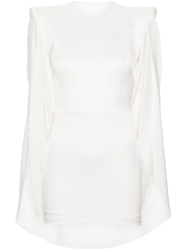 White Cape-style Crepe Mini Dress