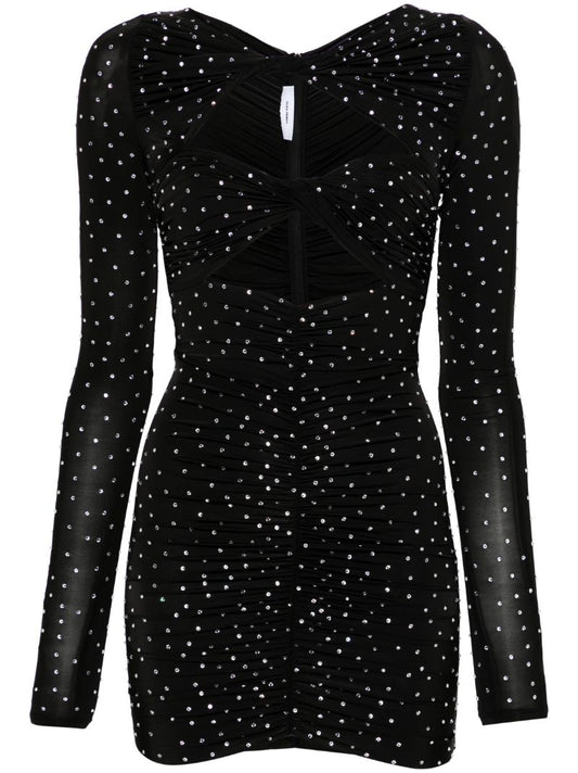 Black Crystal-embellished Minidress