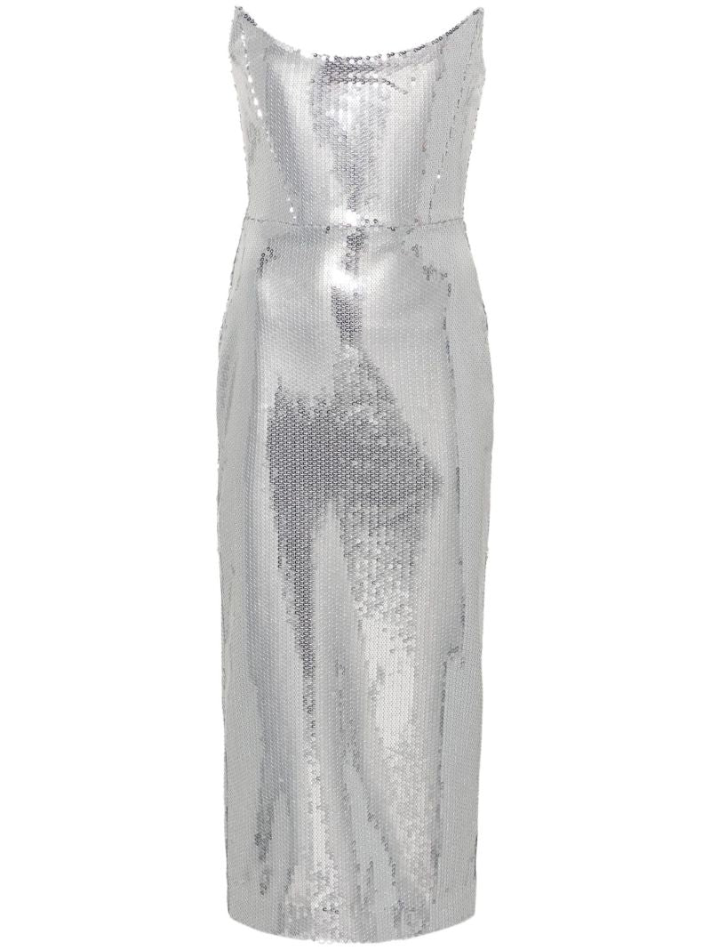 Silver-tone Strapless Sequinned Maxi Dress