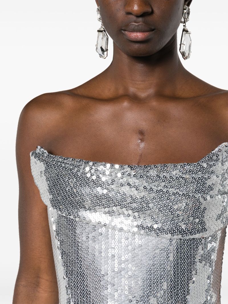 Silver-tone Strapless Sequinned Maxi Dress