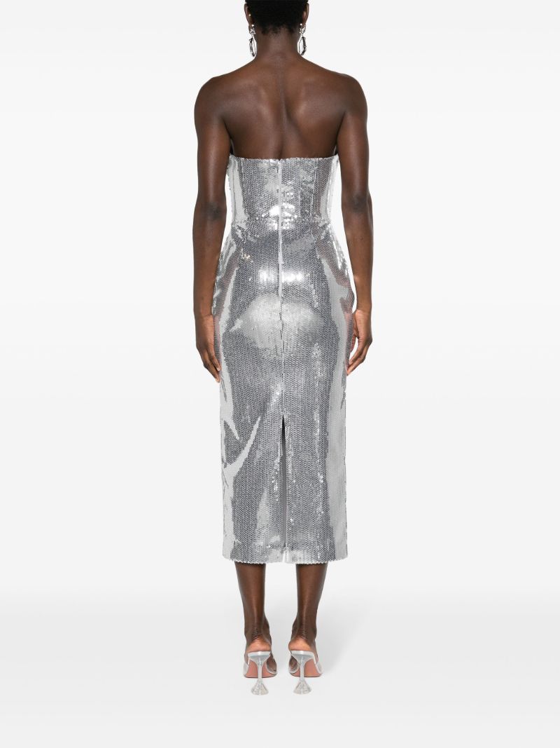 Silver-tone Strapless Sequinned Maxi Dress