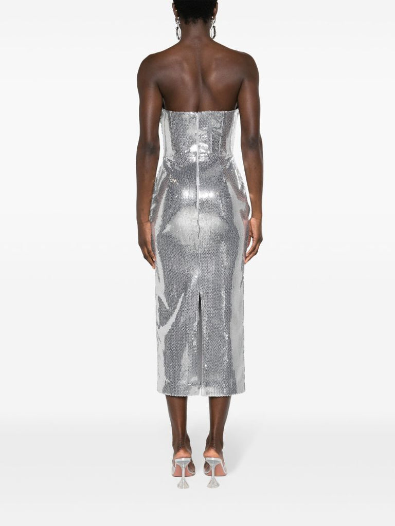 Silver-tone Strapless Sequinned Maxi Dress