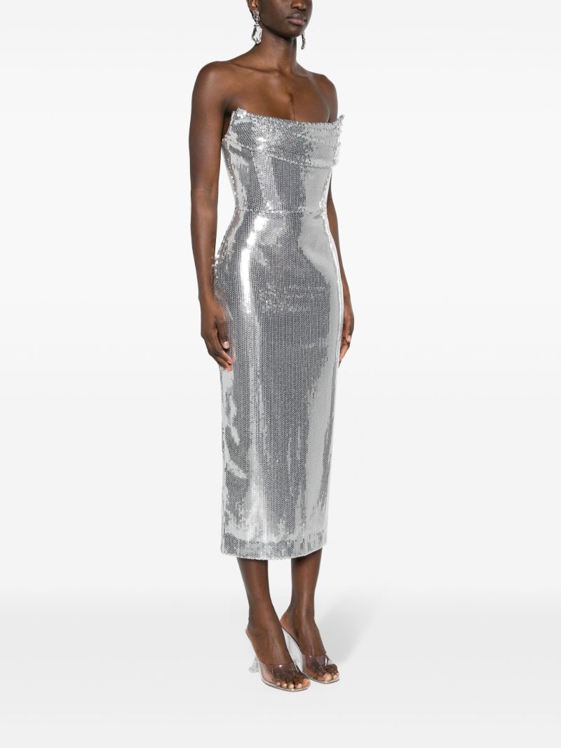 Silver-tone Strapless Sequinned Maxi Dress