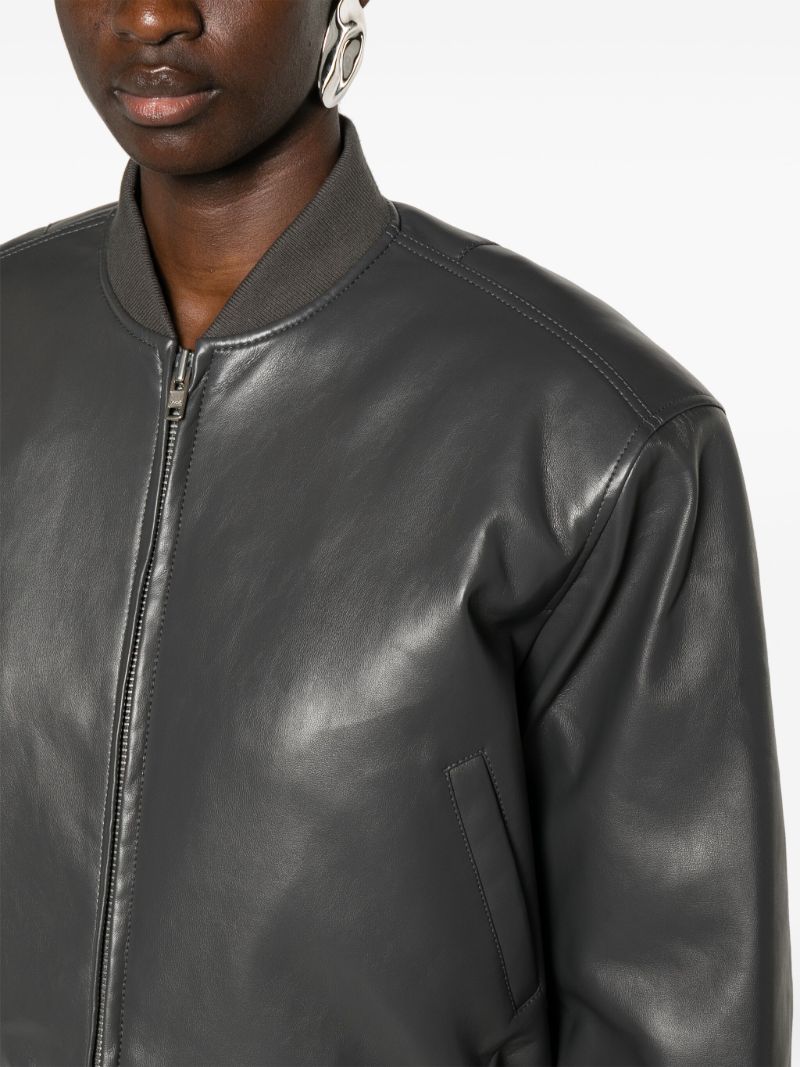 Grey Micky Faux-leather Bomber Jacket