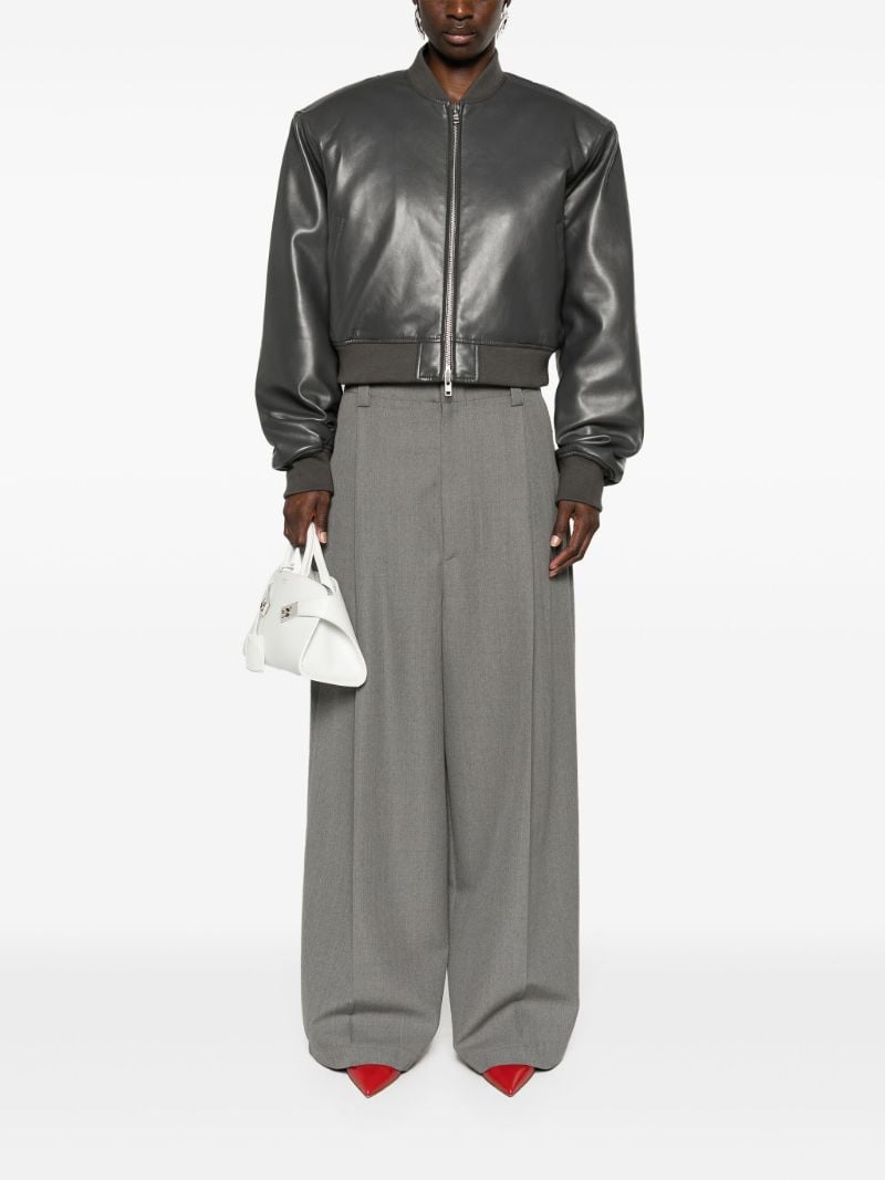 Grey Micky Faux-leather Bomber Jacket