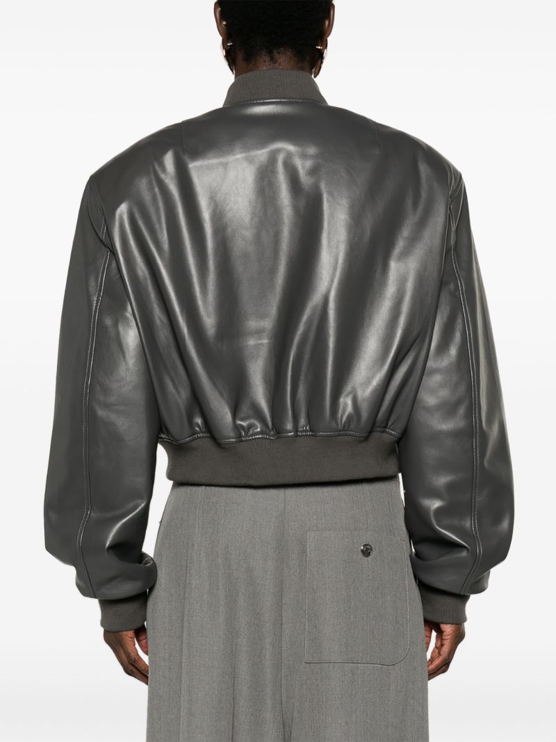 Grey Micky Faux-leather Bomber Jacket