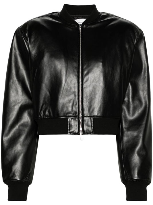 Black Micky Faux-leather Bomber Jacket