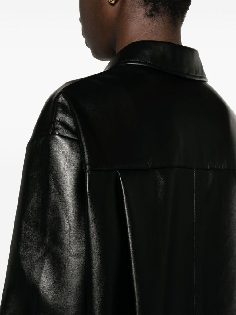 Black Chrissie Faux-leather Shirt