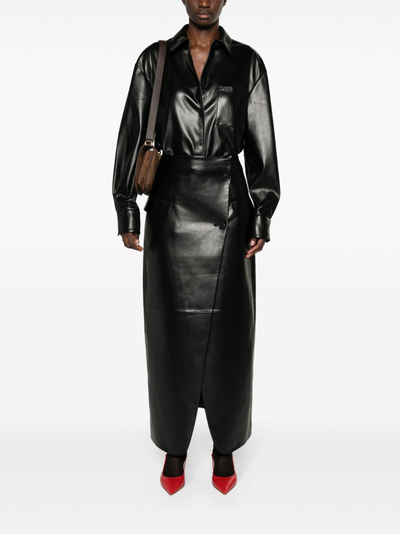 Black Chrissie Faux-leather Shirt