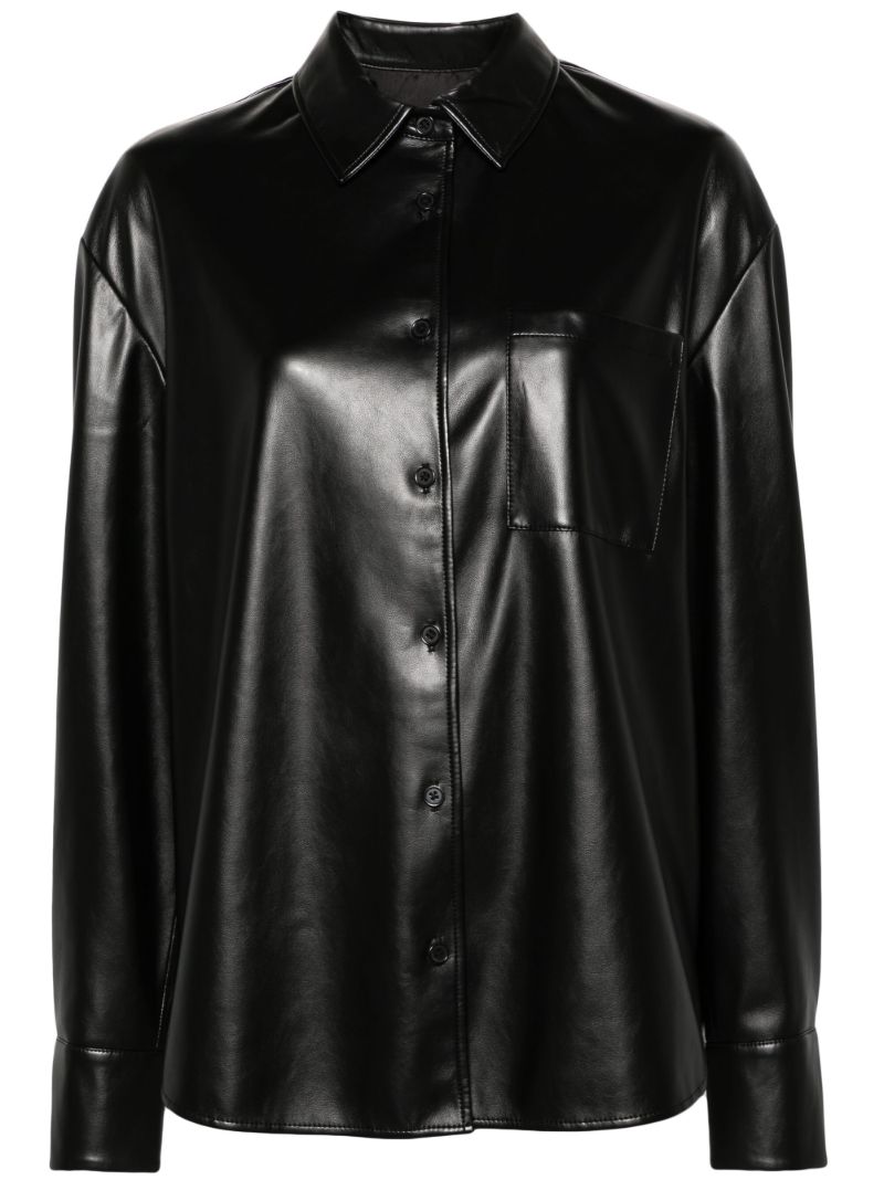 Black Chrissie Faux-leather Shirt