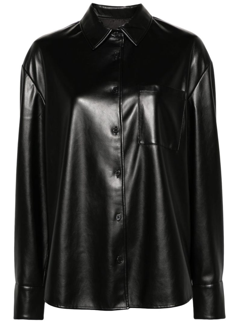 Black Chrissie Faux-leather Shirt