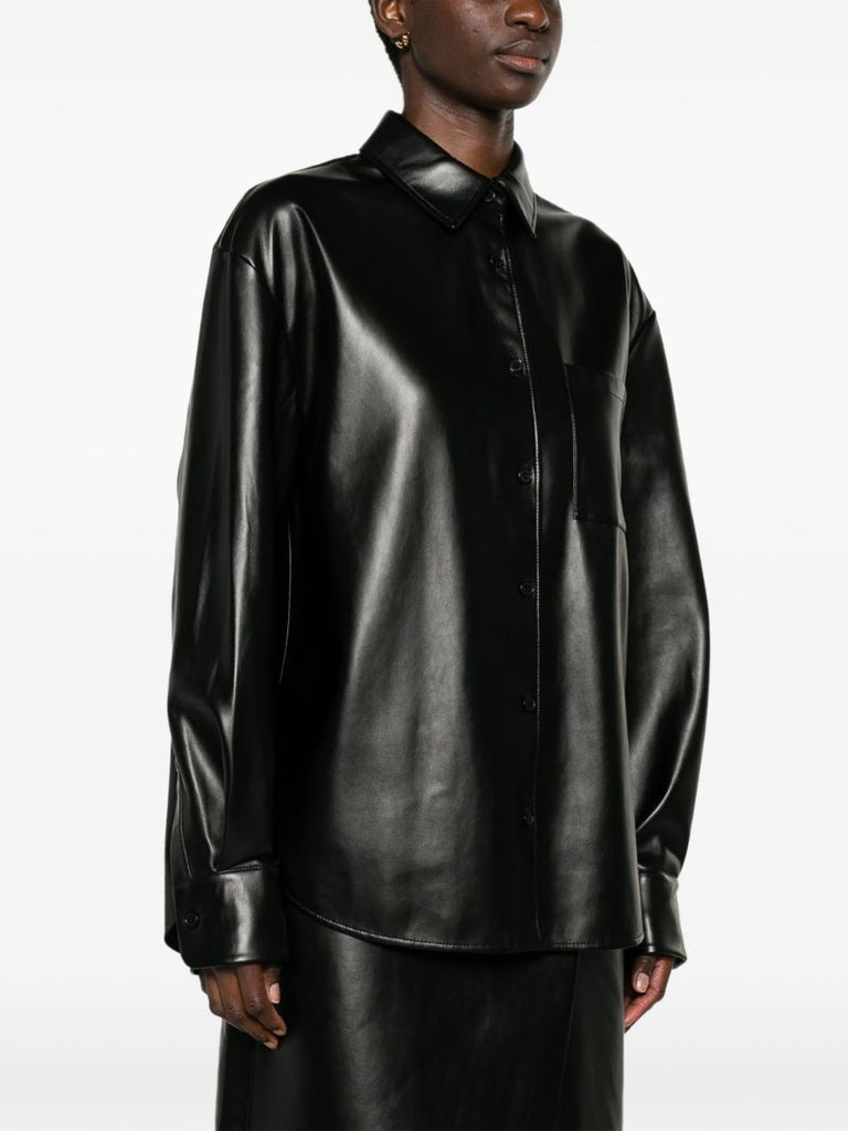 Black Chrissie Faux-leather Shirt