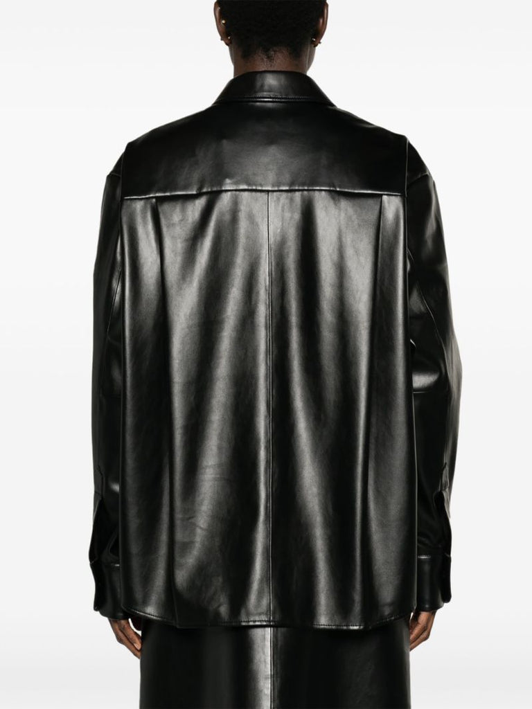 Black Chrissie Faux-leather Shirt
