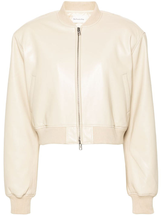 Neutral Micky Faux-leather Bomber Jacket
