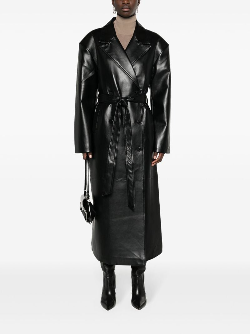 Black Tina Faux-leather Trench Coat