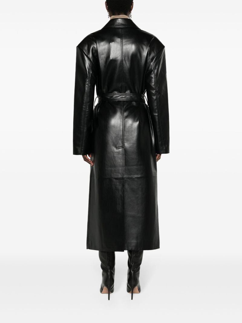Black Tina Faux-leather Trench Coat