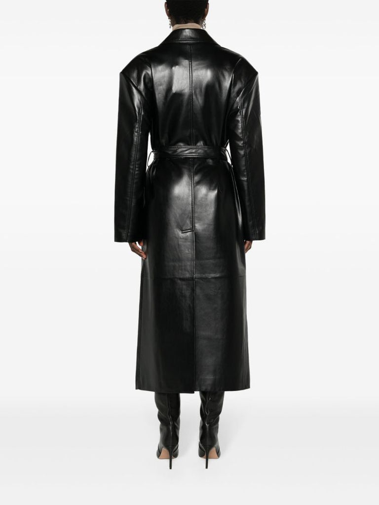 Black Tina Faux-leather Trench Coat