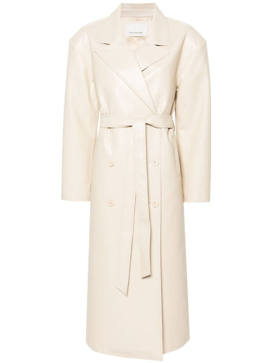 Neutral Tina Faux-leather Trench Coat