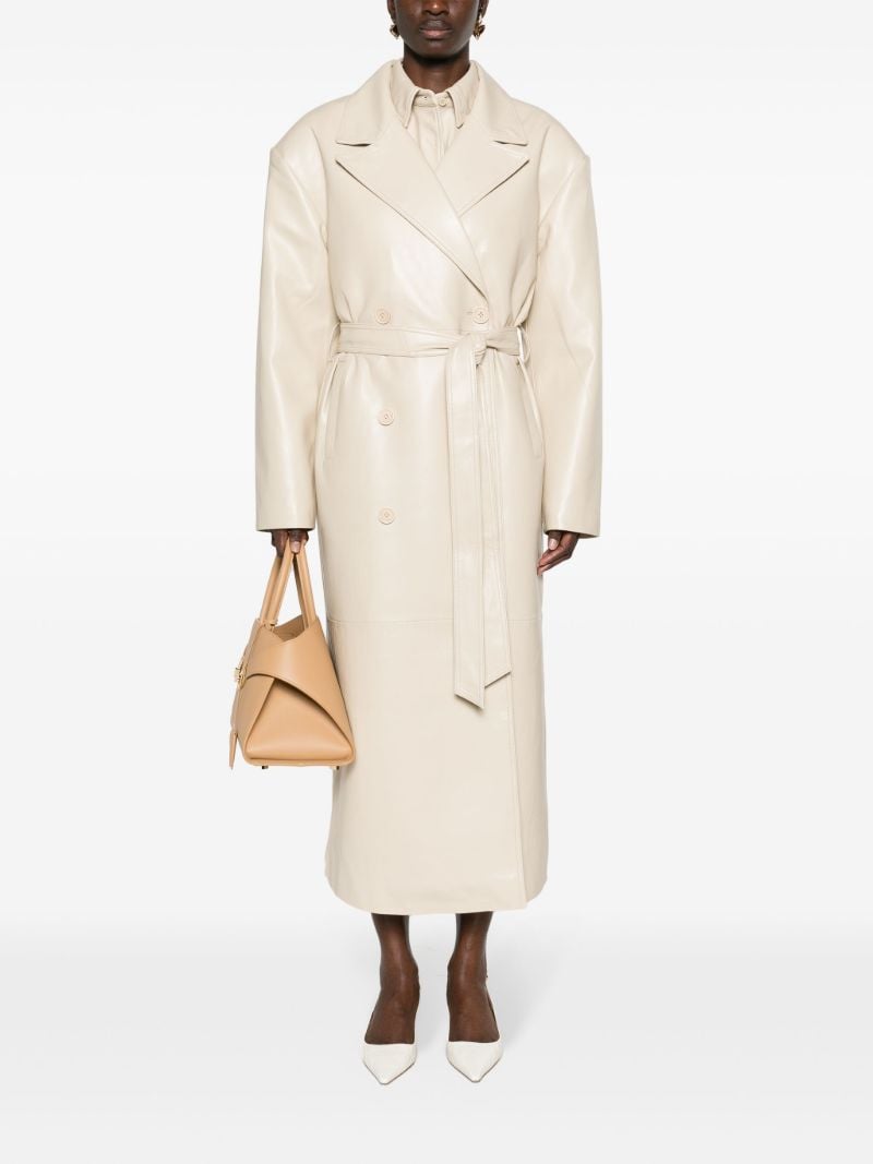Neutral Tina Faux-leather Trench Coat