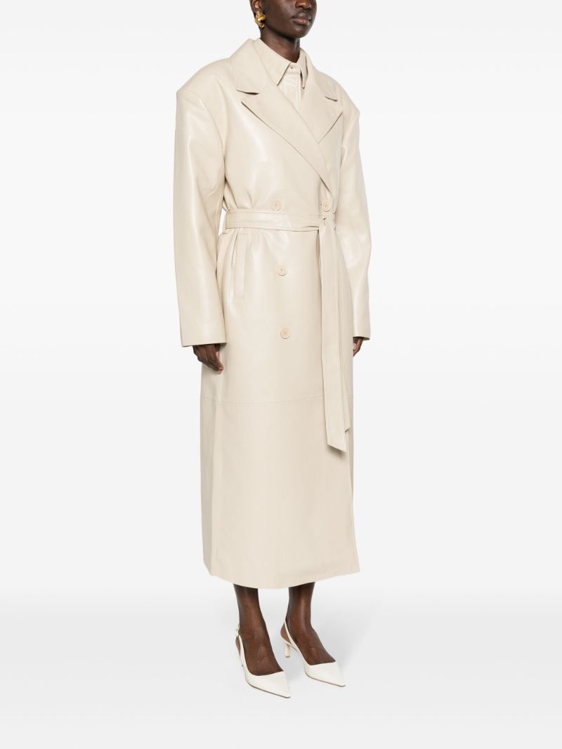 Neutral Tina Faux-leather Trench Coat
