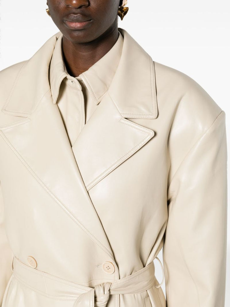 Neutral Tina Faux-leather Trench Coat