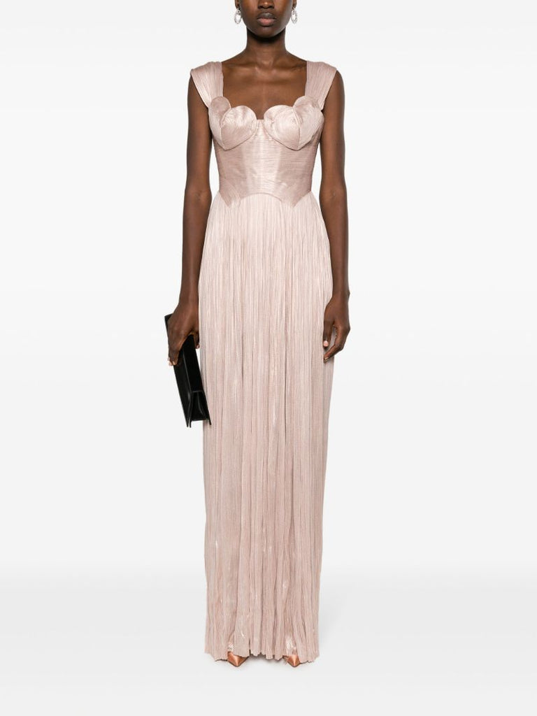 Pink Sabina Metallic Silk Gown