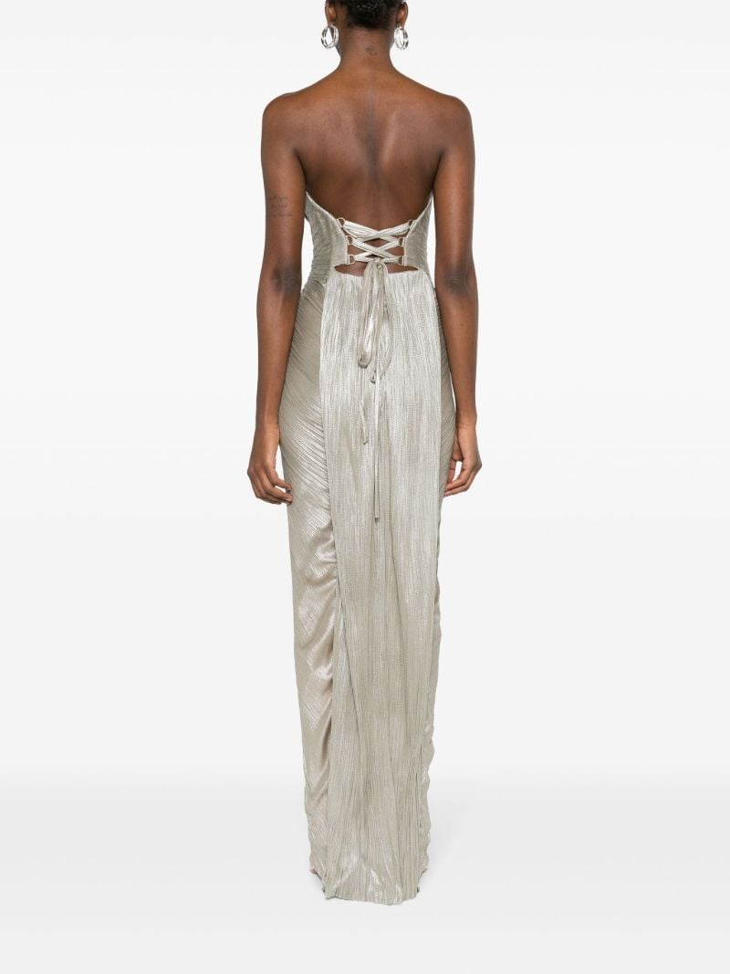 Grey Reina Pleated Silk Gown