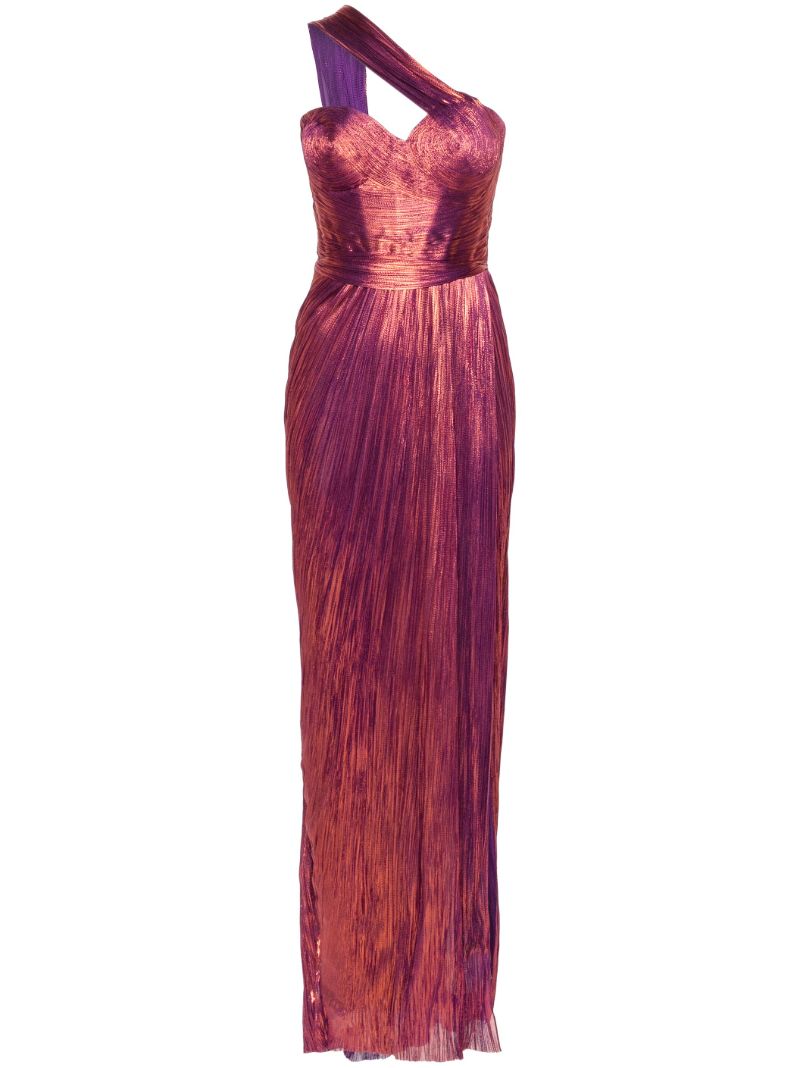 Pink Claudine Pleated Silk Gown