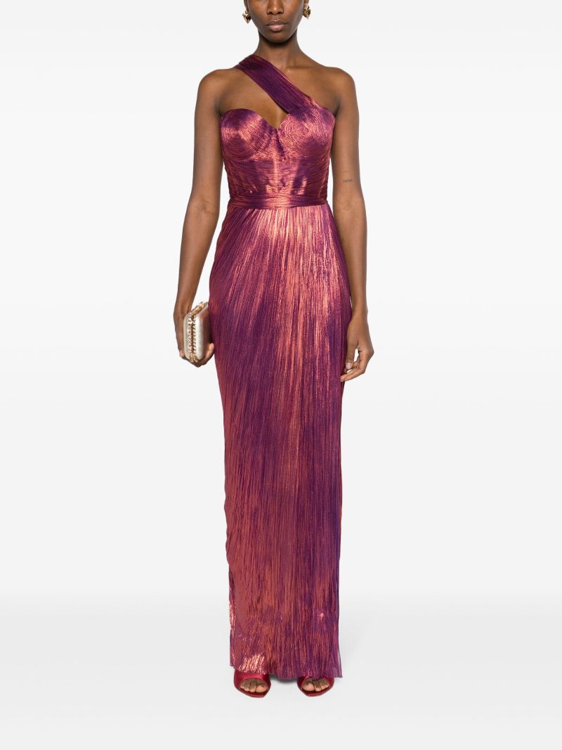 Pink Claudine Pleated Silk Gown