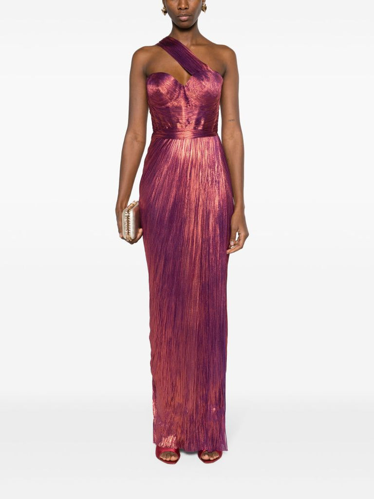 Pink Claudine Pleated Silk Gown