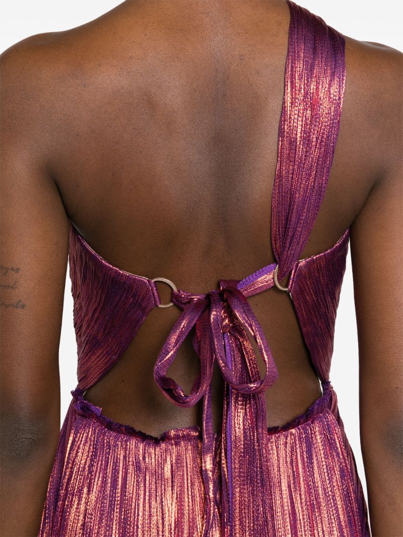Pink Claudine Pleated Silk Gown