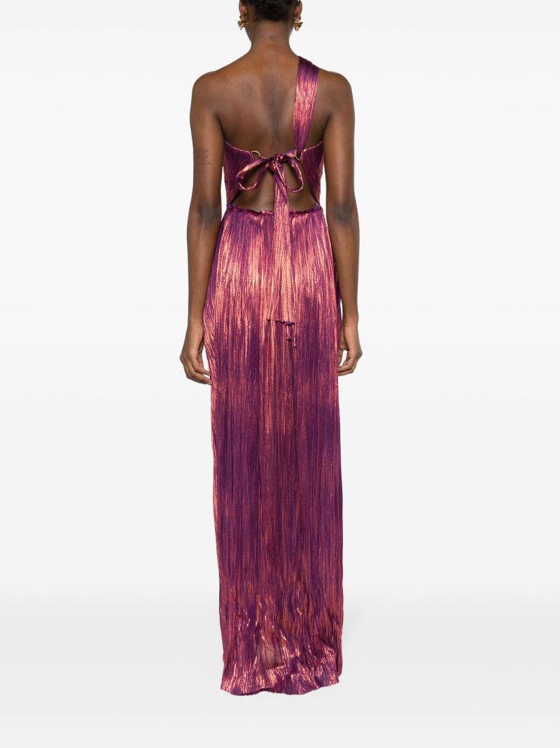 Pink Claudine Pleated Silk Gown