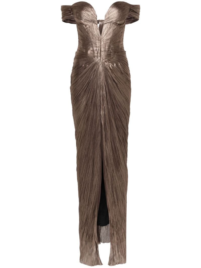 Brown Tia PlissÃ_x0083_Â© Gown