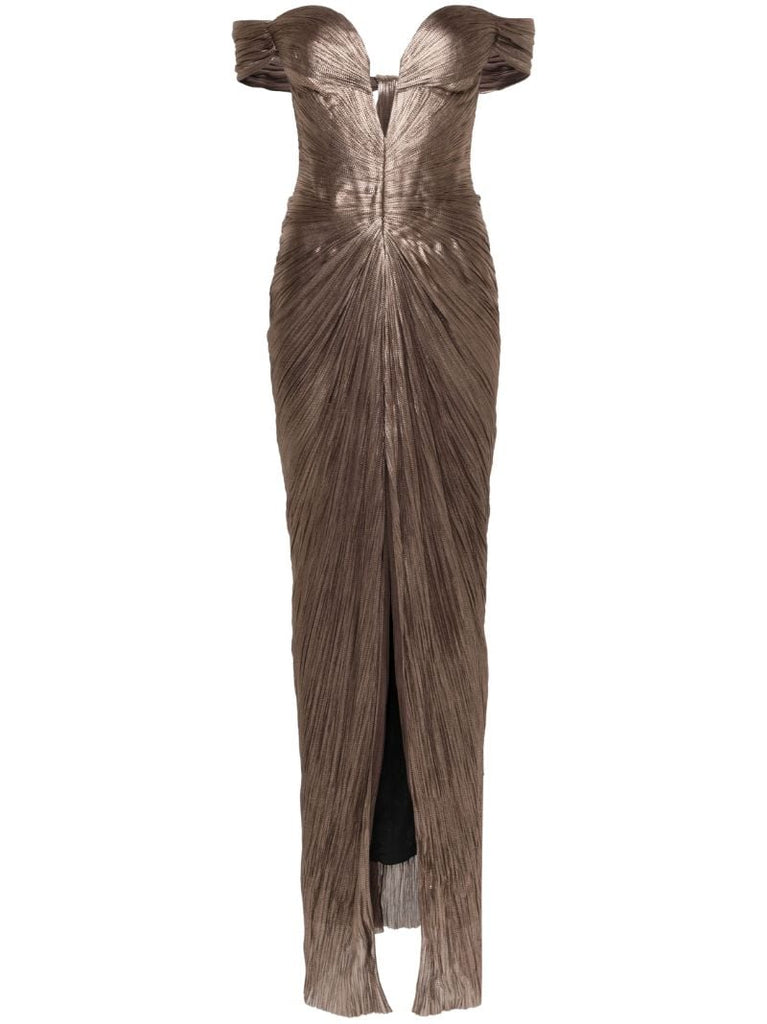 Brown Tia PlissÃ_x0083_Â© Gown
